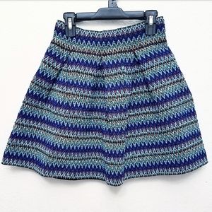 Blue Colorful A-Line Mini Skirt